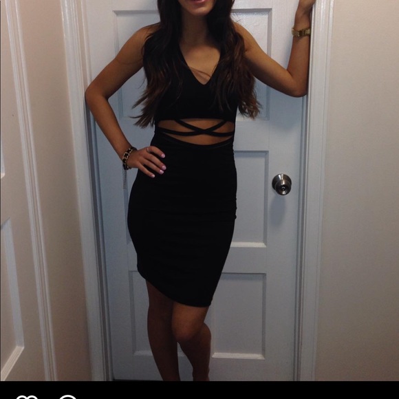 Solemio Dresses & Skirts - Solemio Los Angeles - Black halter dress with cutouts in the center